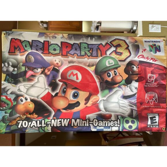 Mario Party 3 5ft Flag Nintendo N64 2001 Banner Poster